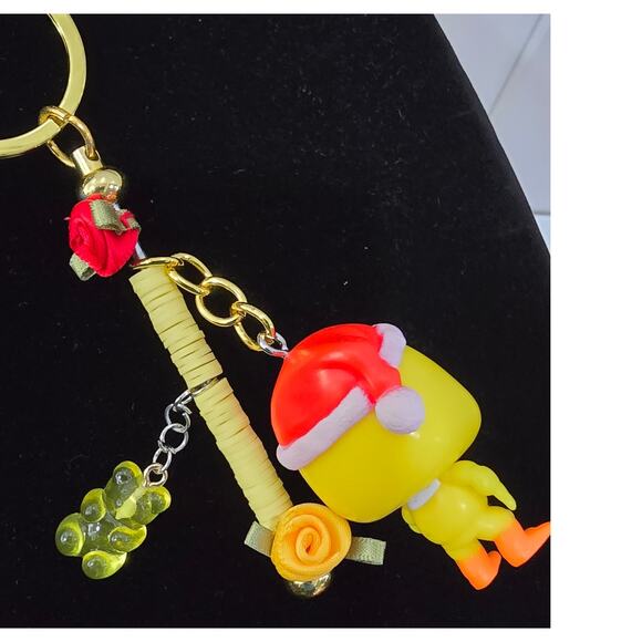 Handmade Yellow Chick Keychain Bag Charm Reworked Vinyl Figure One of a Kind - Picture 9 of 11